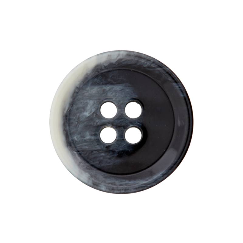 4-Loch Polyesterknopf, 20 mm, grau-schwarz von Stoffe Hemmers
