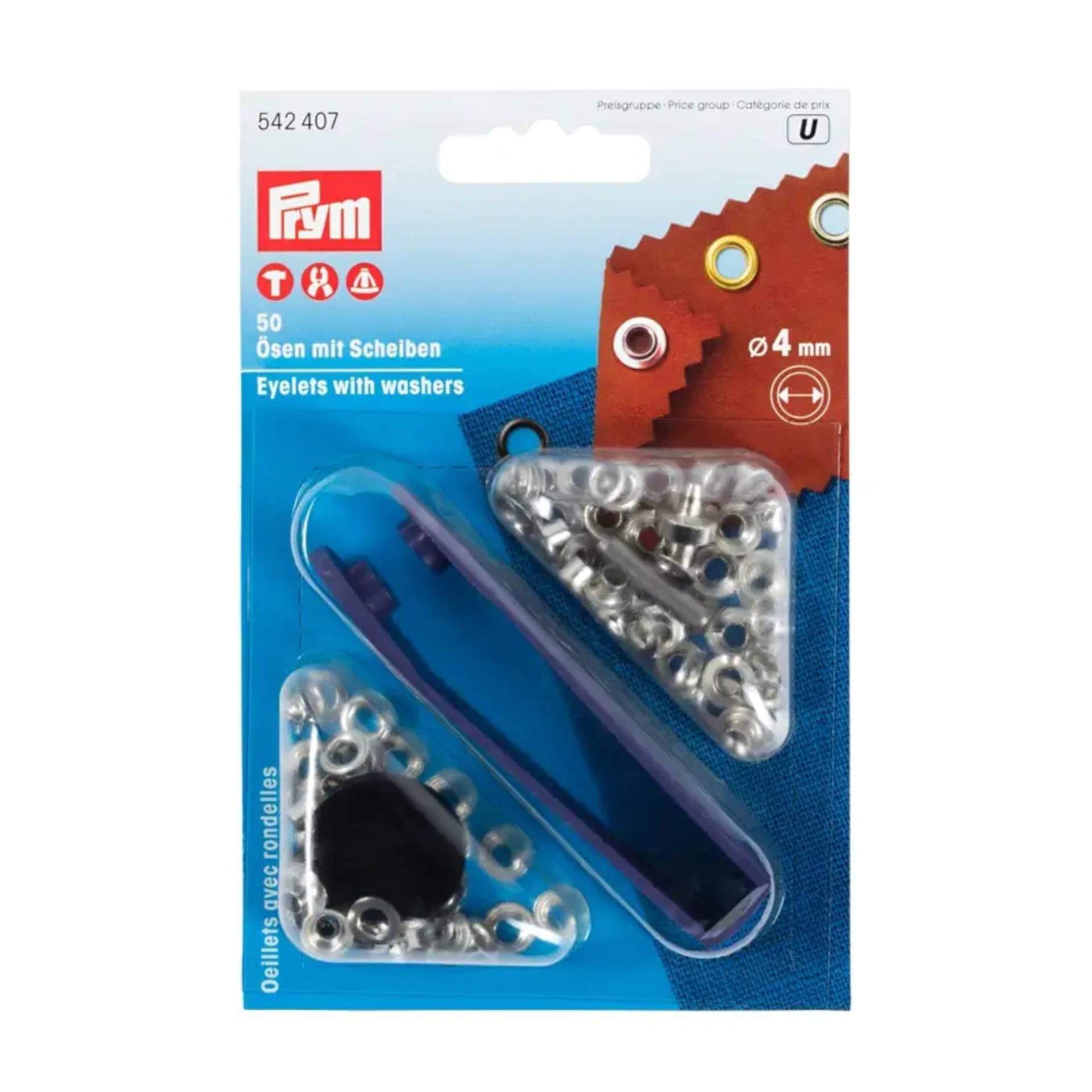 50 Ösen und Scheiben 4mm, silber 50 Ösen und Scheiben 4mm, silber von Stoffe Hemmers