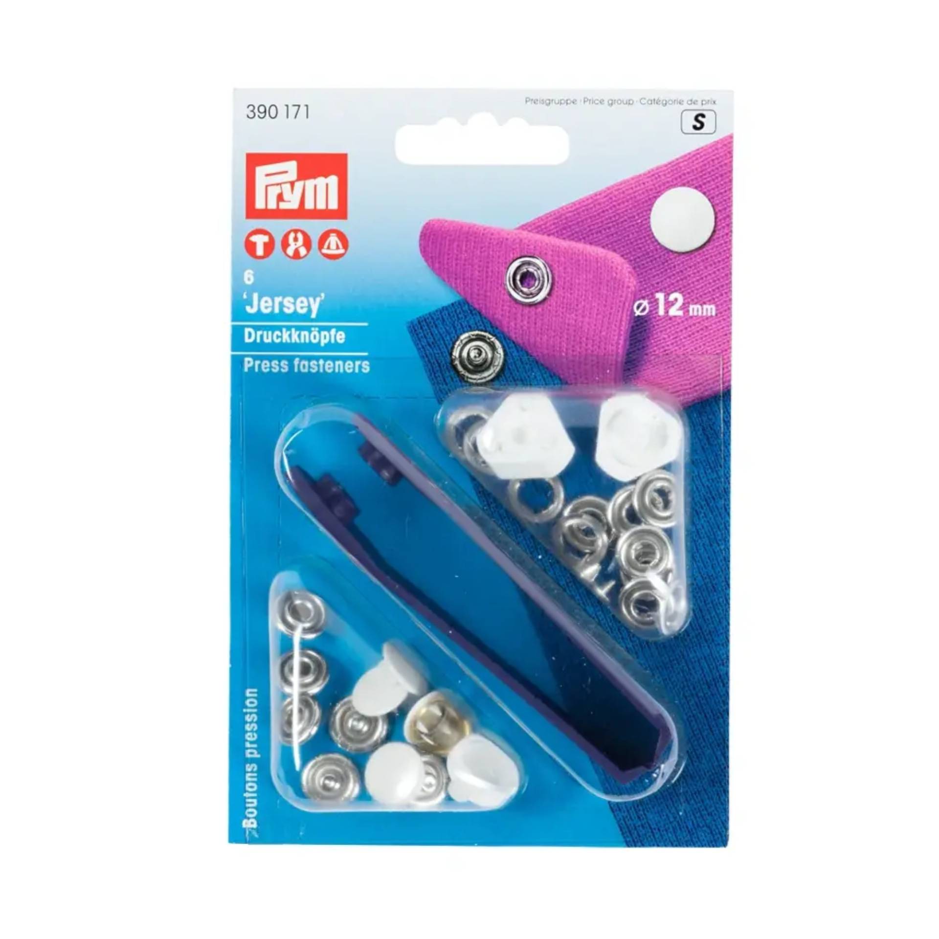 6 Druckknöpfe Jersey, 12 mm, glatte Kappe weiss 6 Druckknöpfe Jersey, 12 mm, glatte Kappe weiss von Stoffe Hemmers