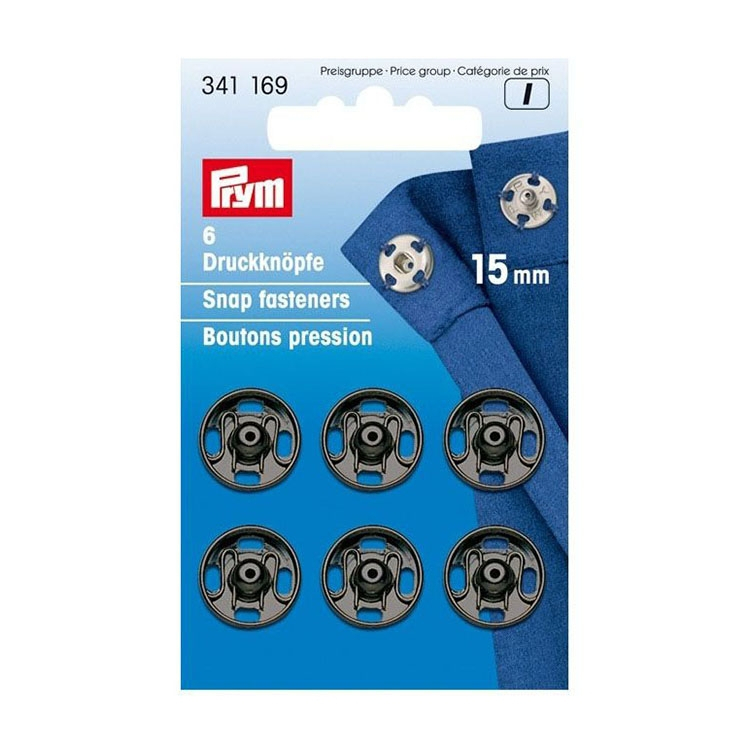 6 Druckknöpfe schwarz, 15 mm 6 Druckknöpfe schwarz, 15 mm von Stoffe Hemmers