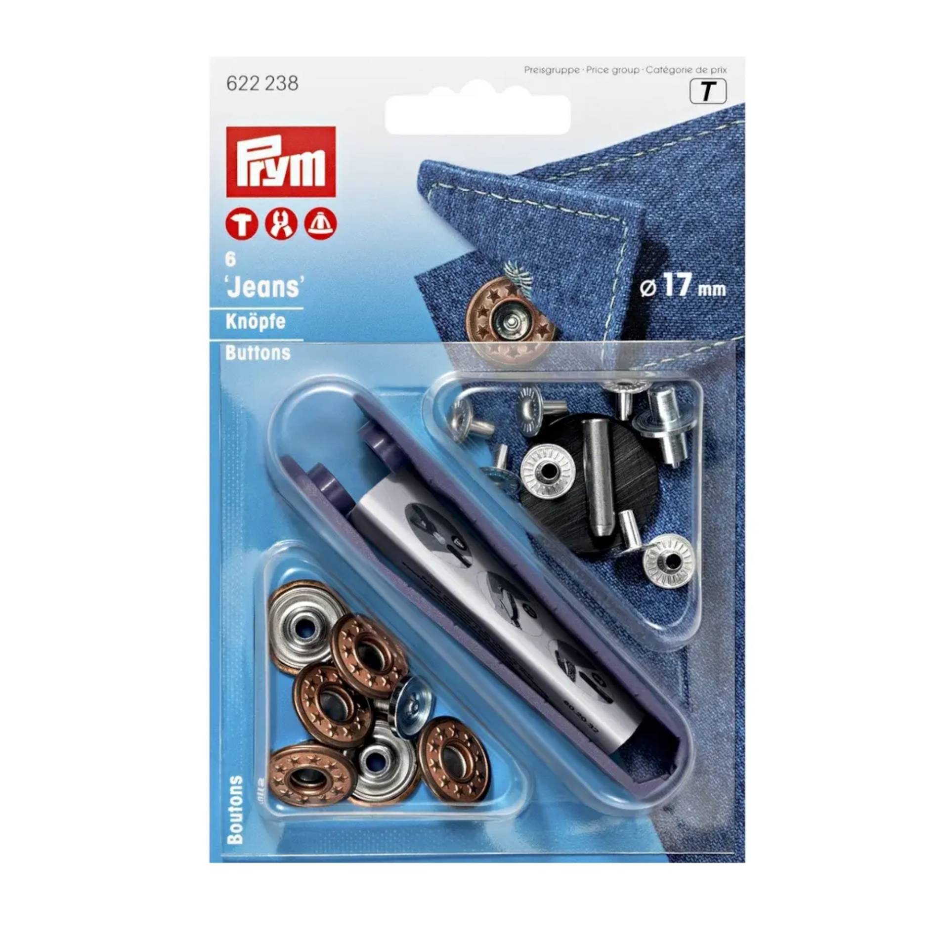 6 Jeansknöpfe, 17 mm, altbronze von Stoffe Hemmers
