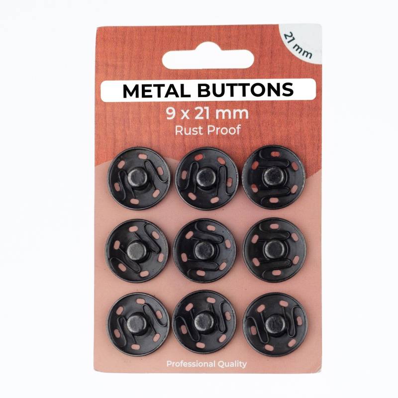 9 Annähdruckknöpfe, 21 mm, anthrazit 9 Annähdruckknöpfe, 21 mm, anthrazit von Stoffe Hemmers