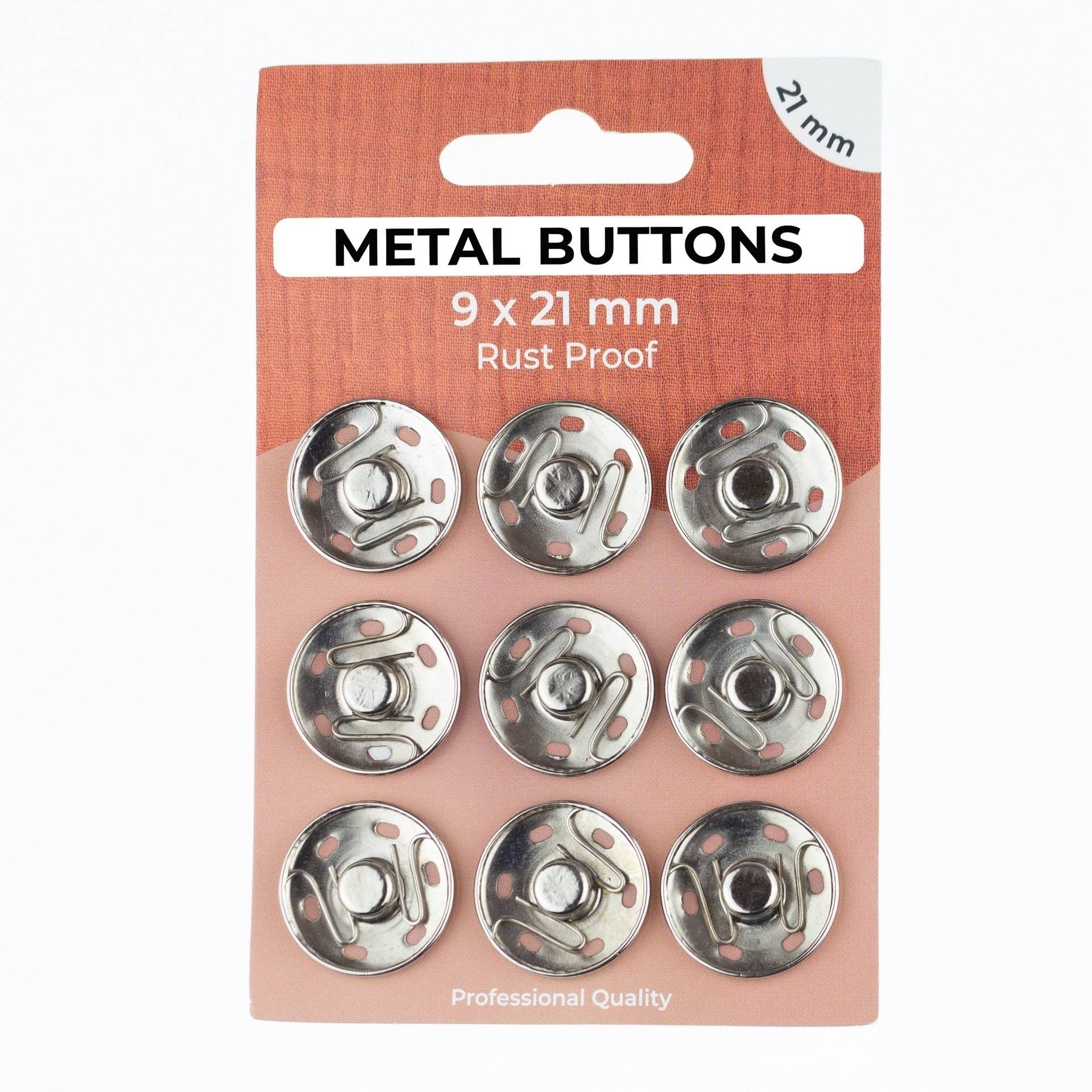9 Annähdruckknöpfe, 21 mm, silber 9 Annähdruckknöpfe, 21 mm, silber von Stoffe Hemmers