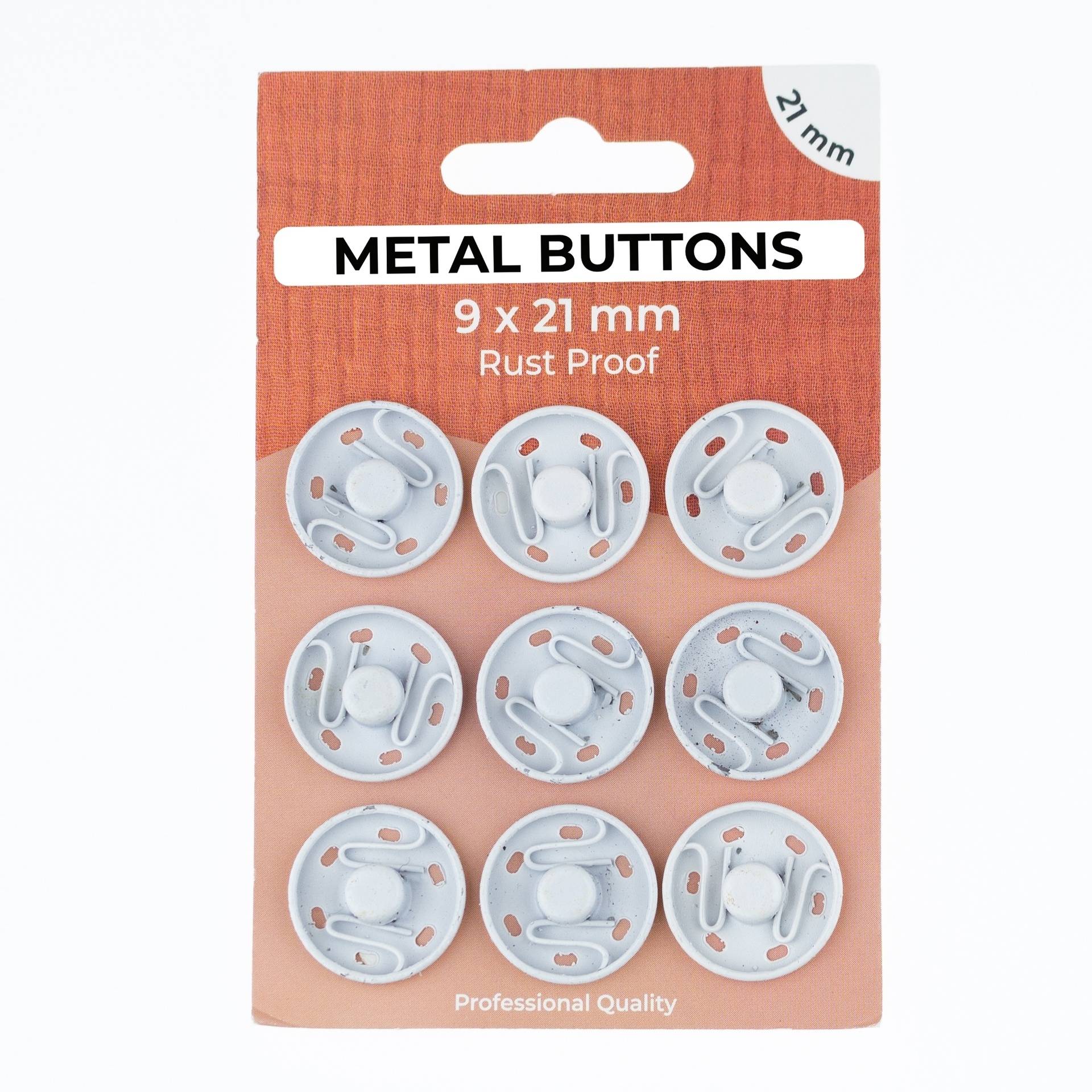 9 Annähdruckknöpfe, 21 mm, weiss von Stoffe Hemmers