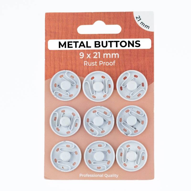 9 Annähdruckknöpfe, 21 mm, weiss 9 Annähdruckknöpfe, 21 mm, weiss von Stoffe Hemmers