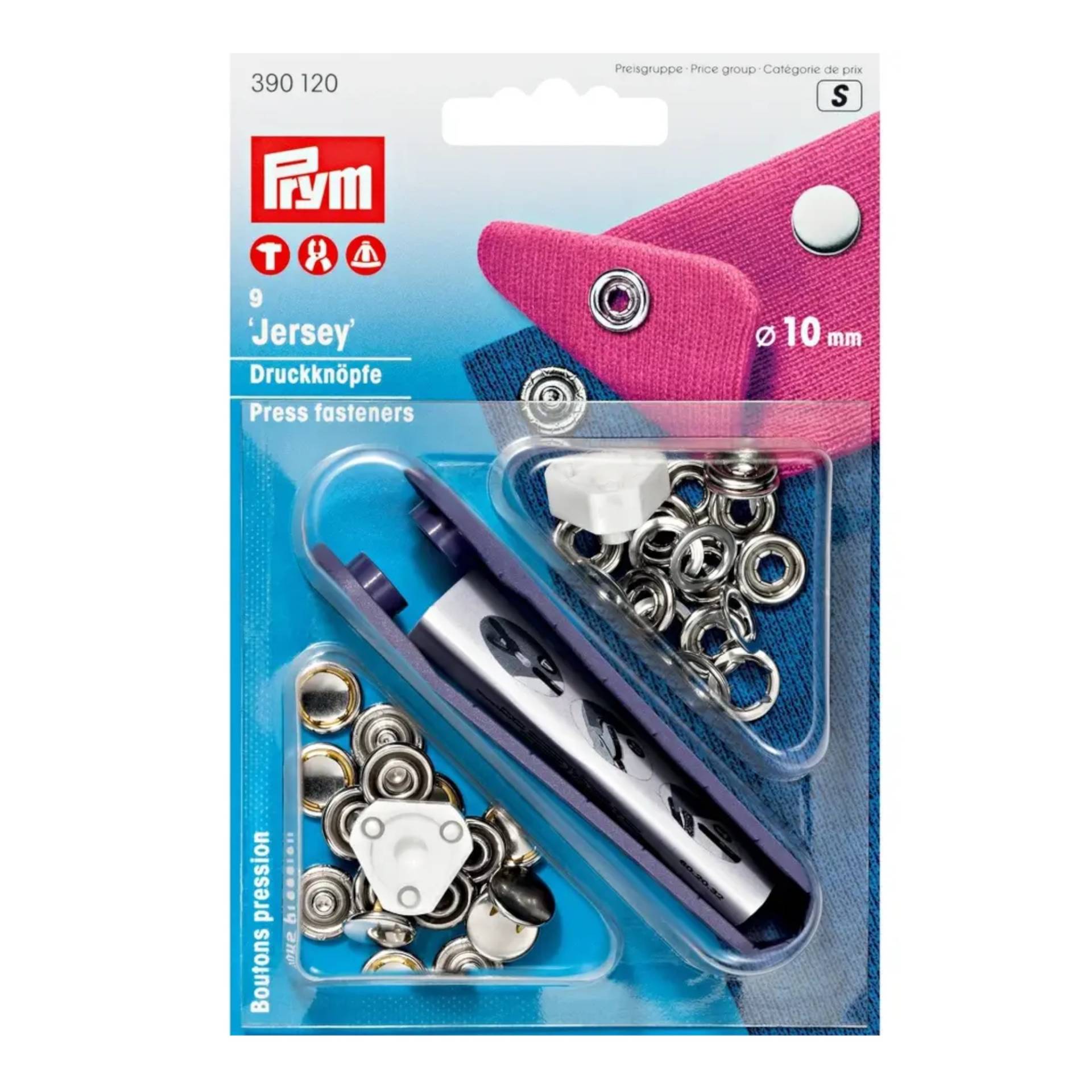 9 Druckknöpfe Jersey, 10 mm, silber 9 Druckknöpfe Jersey, 10 mm, silber von Stoffe Hemmers