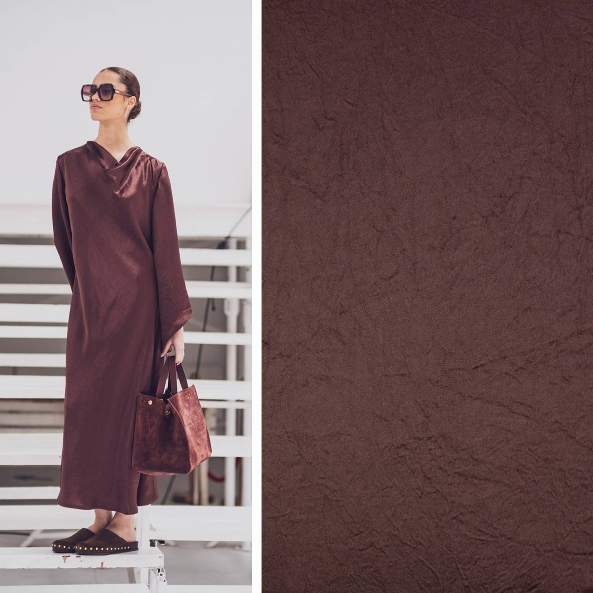 Acetatstoff Shiny Fibre Mood, braun von Stoffe Hemmers