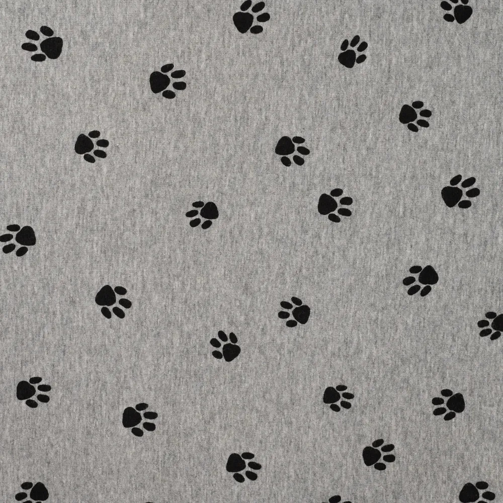 Alpenfleece / Kuschel-Sweatshirt Pfoten, grau meliert Alpenfleece / Kuschel-Sweatshirt Pfoten, grau meliert von Stoffe Hemmers