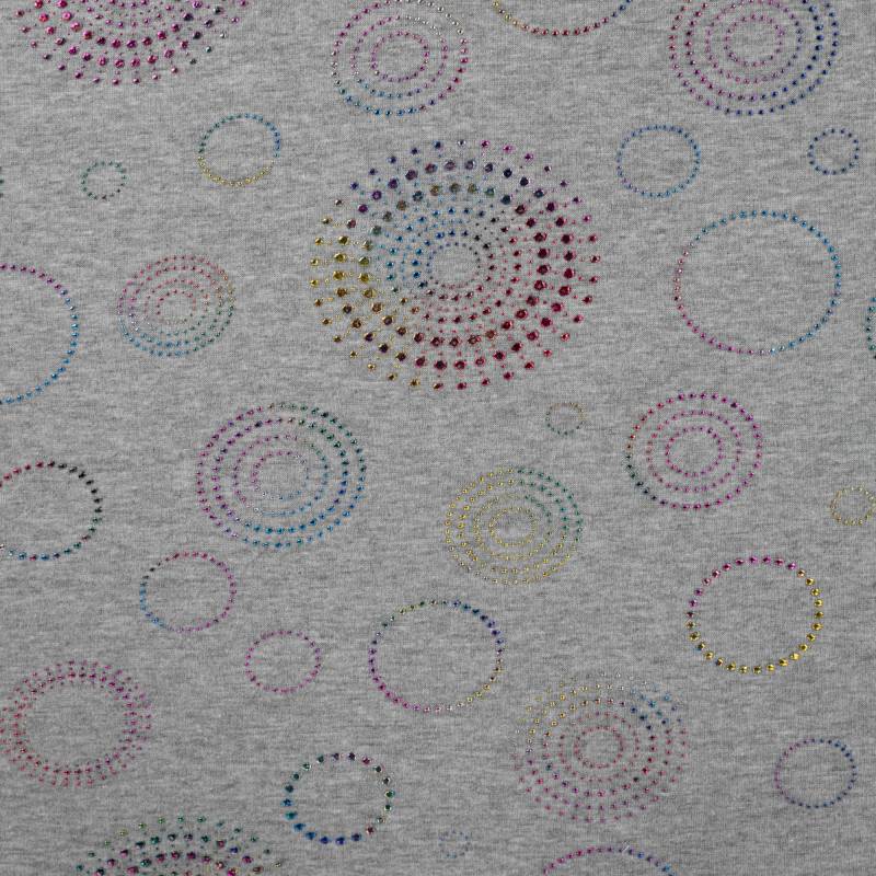 Alpenfleece / Kuschel-Sweatshirt Shining Circles, grau meliert von Stoffe Hemmers