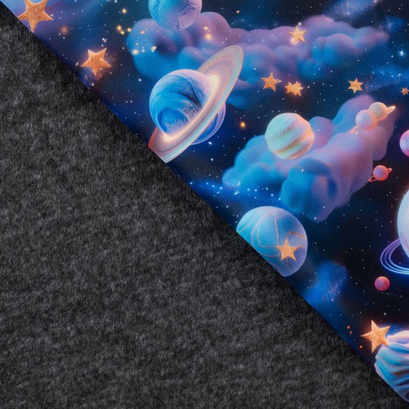Alpenfleece / Kuschel-Sweatshirt Universe, marine von Stoffe Hemmers