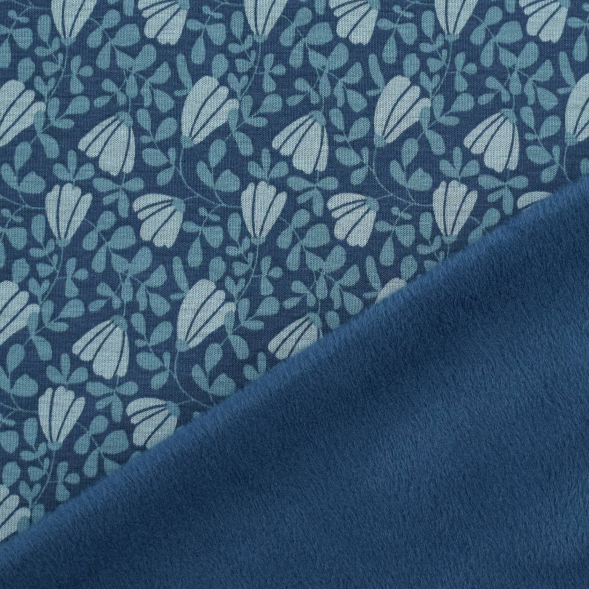 Alpenfleece / Sweat Flowers, dunkelblau Alpenfleece / Sweat Flowers, dunkelblau von Stoffe Hemmers