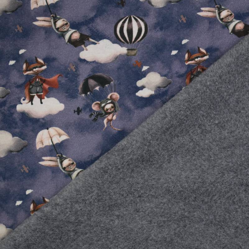 Alpenfleece Flying Animals, jeansblau Alpenfleece Flying Animals, jeansblau von Stoffe Hemmers
