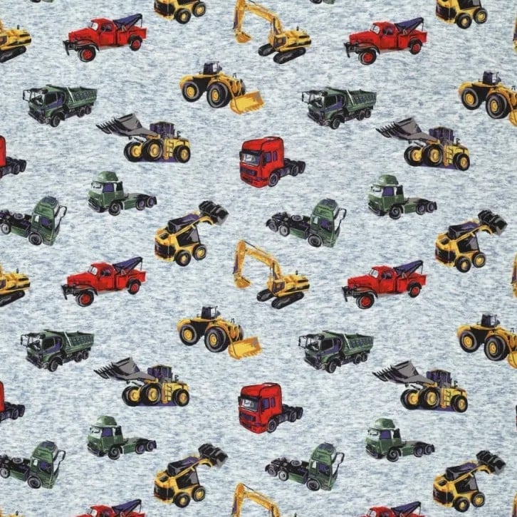 Alpenfleece Monster Machines, blau meliert von Stoffe Hemmers