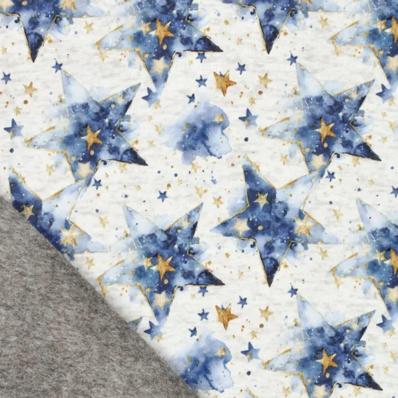 Alpenfleece Stars, ecru meliert von Stoffe Hemmers