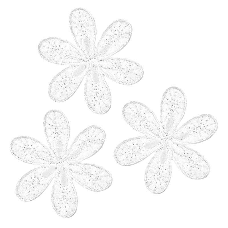 Applikation 3 Blumen, weiss Applikation 3 Blumen, weiss von Stoffe Hemmers