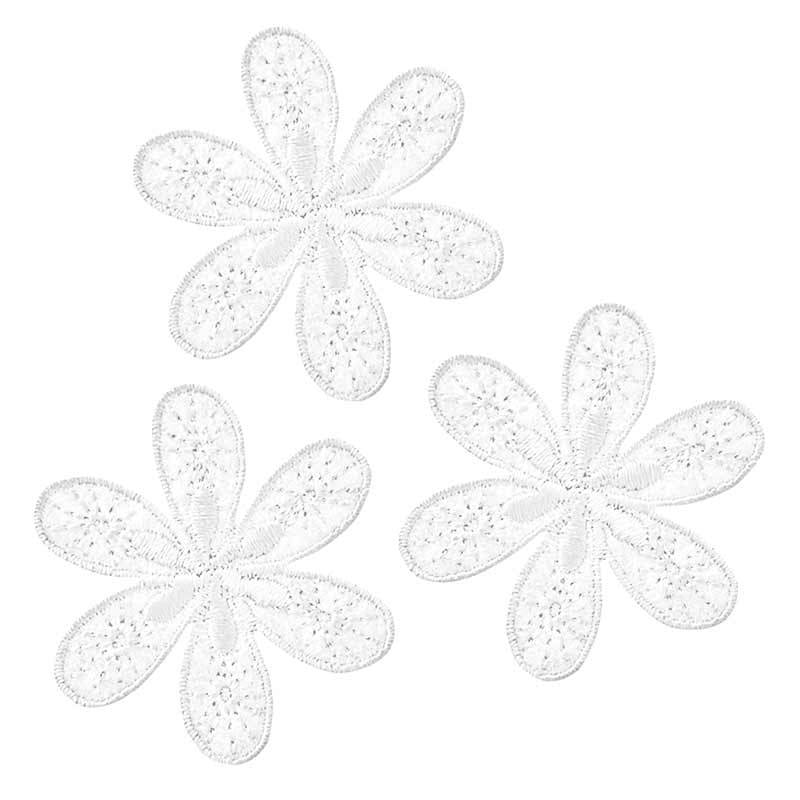 Applikation 3 Blumen, weiss von Stoffe Hemmers