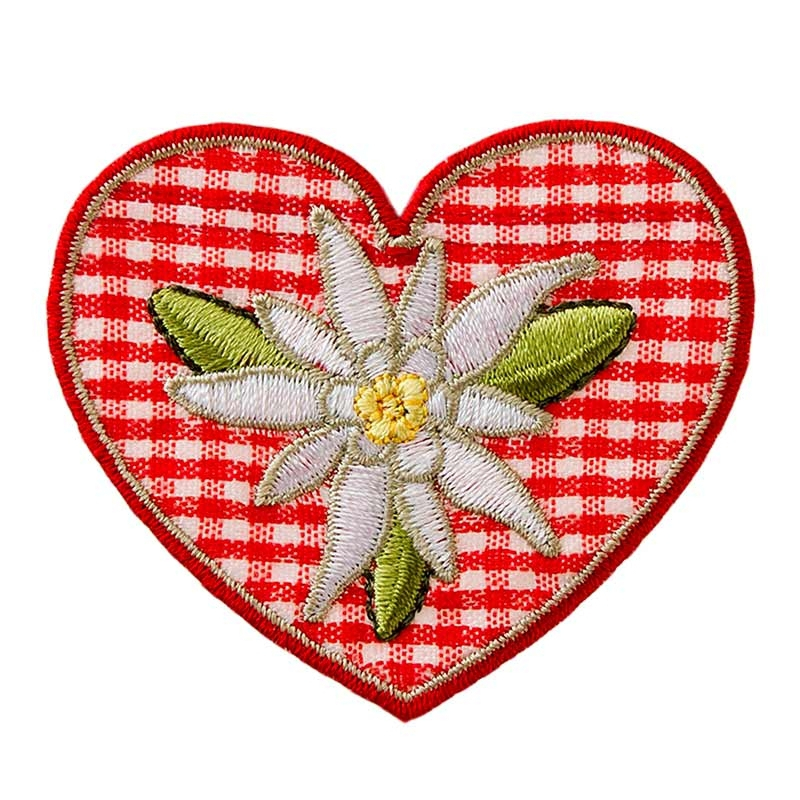 Applikation Herz mit Edelweiss, kariert von Stoffe Hemmers