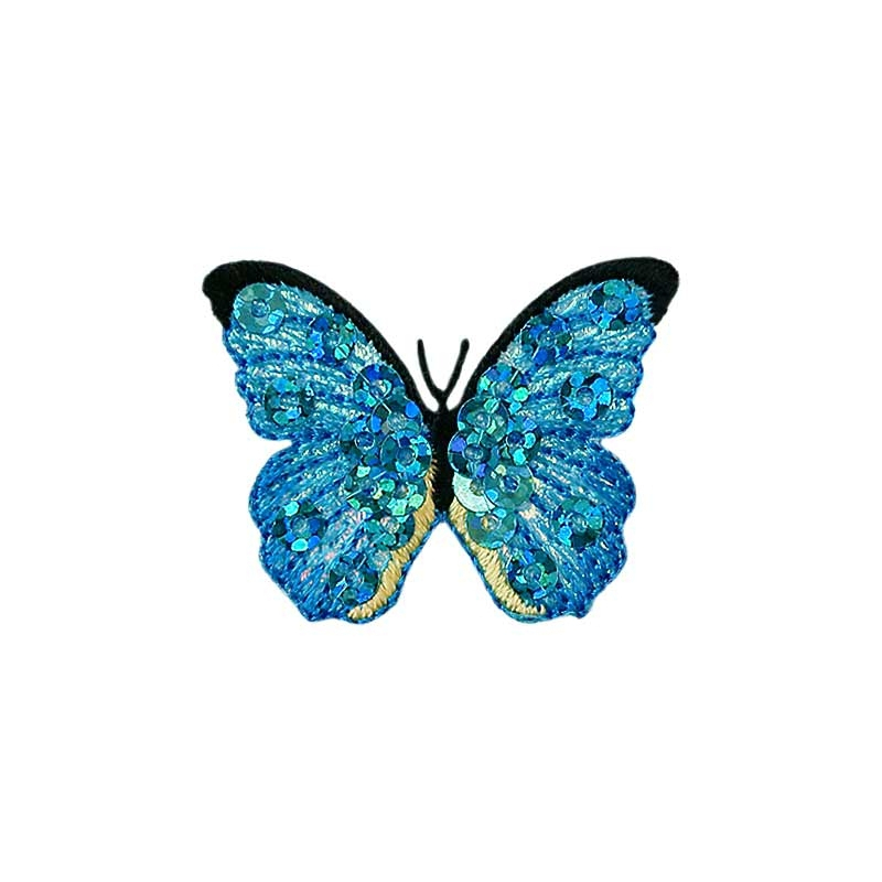 Applikation Kleiner Schmetterling mit Pailetten, türkis von Stoffe Hemmers