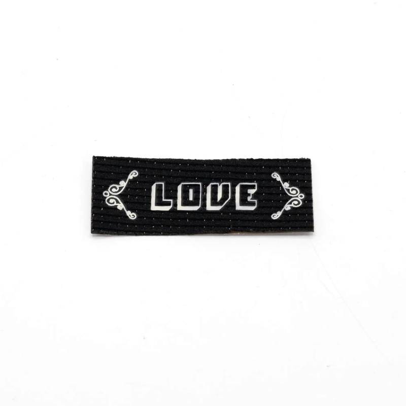 Aufbügelbares Webetikett Love, schwarz von Stoffe Hemmers