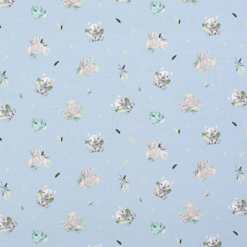 Bambus Jersey Baby Animals, hellblau von Stoffe Hemmers