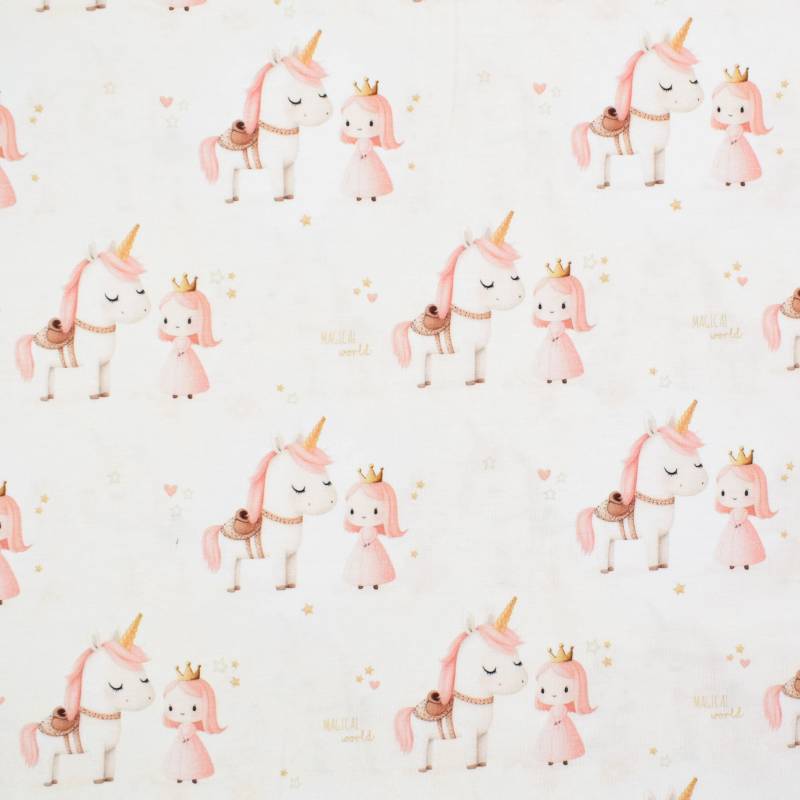 Bambus Jersey Unicorn Princess, ecru von Stoffe Hemmers