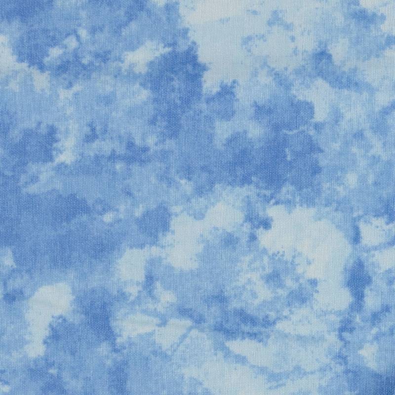 Baumwoll-Cretonne Batikoptik, hellblau von Stoffe Hemmers