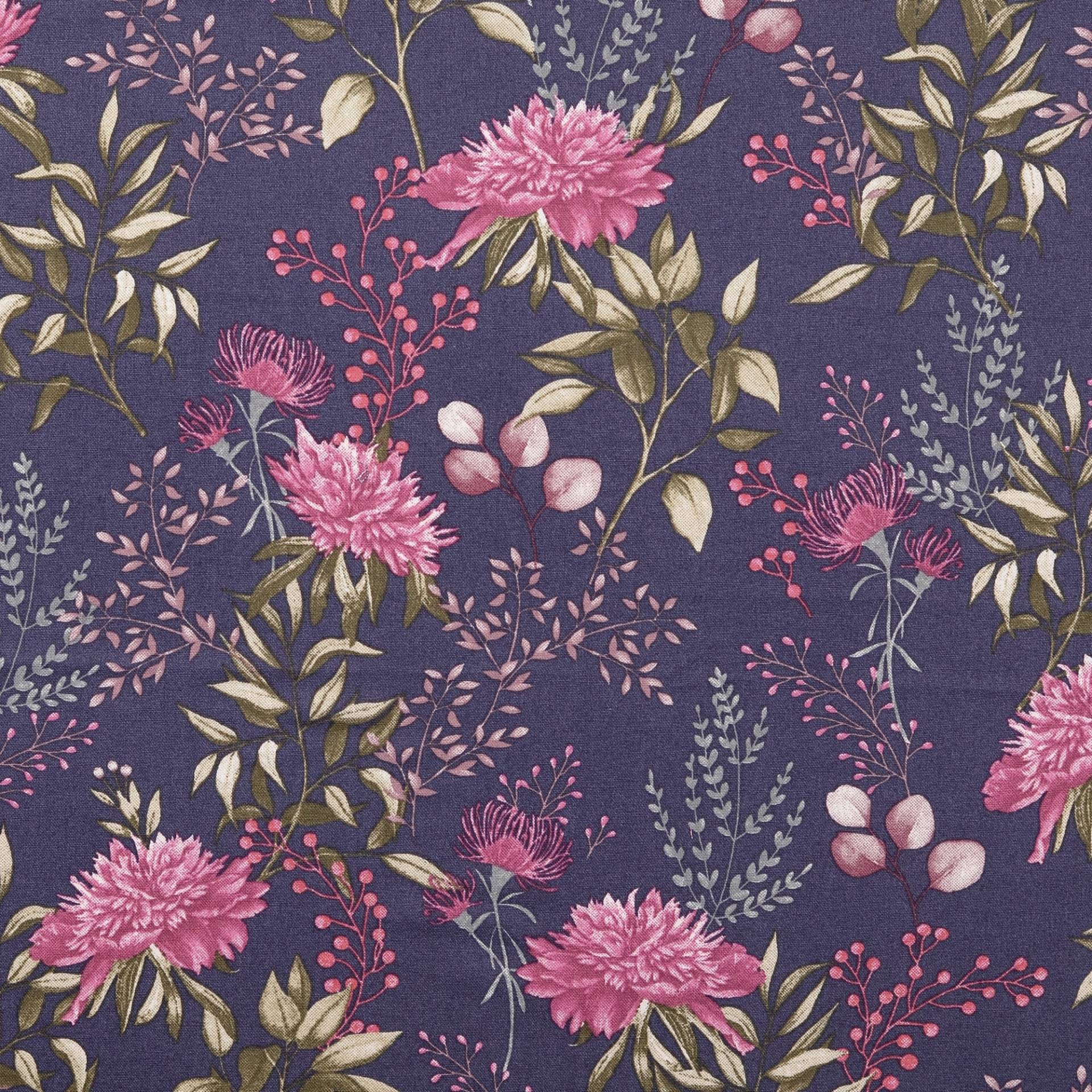 Baumwoll Cretonne Flowers, violett Baumwoll Cretonne Flowers, violett von Stoffe Hemmers