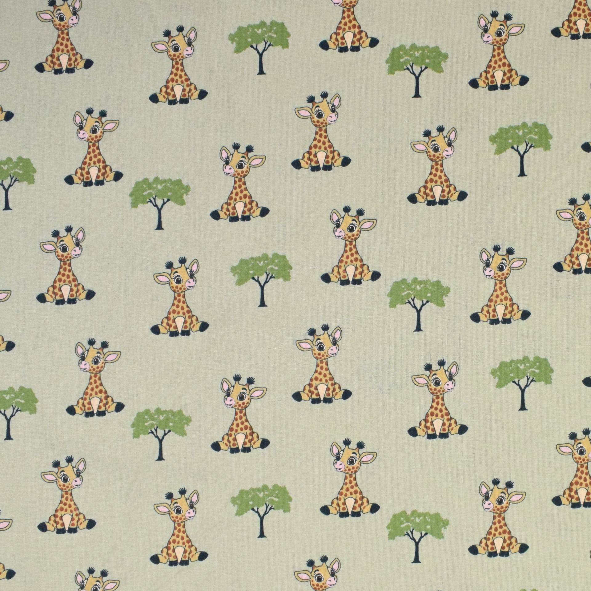 Baumwoll Cretonne Giraffe, blassgrün Baumwoll Cretonne Giraffe, blassgrün von Stoffe Hemmers