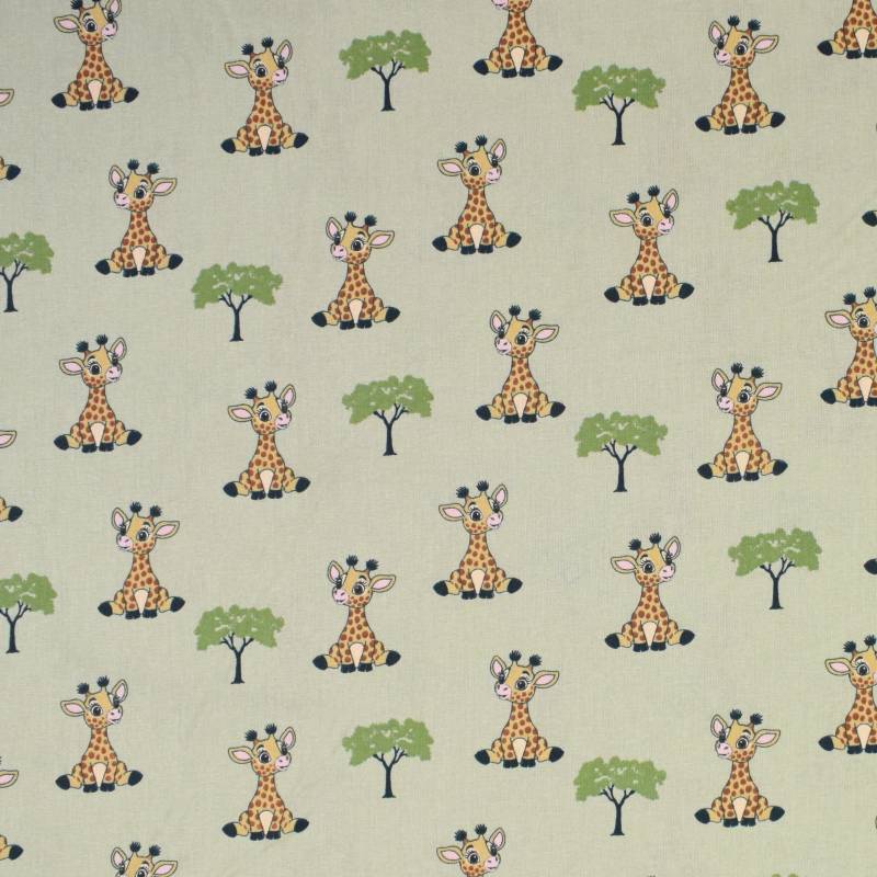 Baumwoll Cretonne Giraffe, blassgrün von Stoffe Hemmers