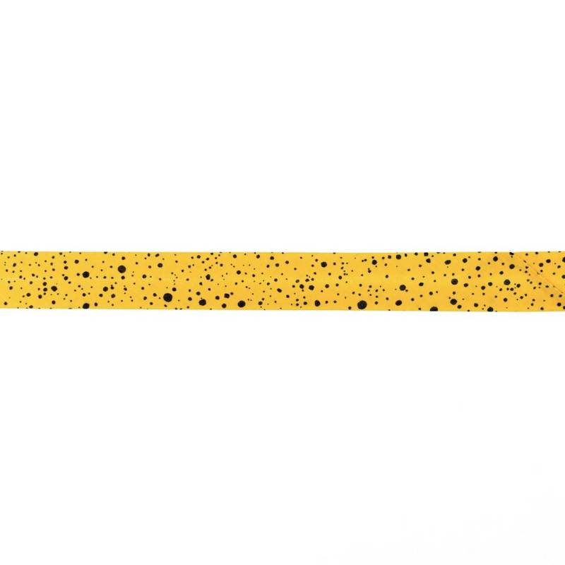 Baumwoll Schrägband Sprenkel 20mm, maisgelb von Stoffe Hemmers
