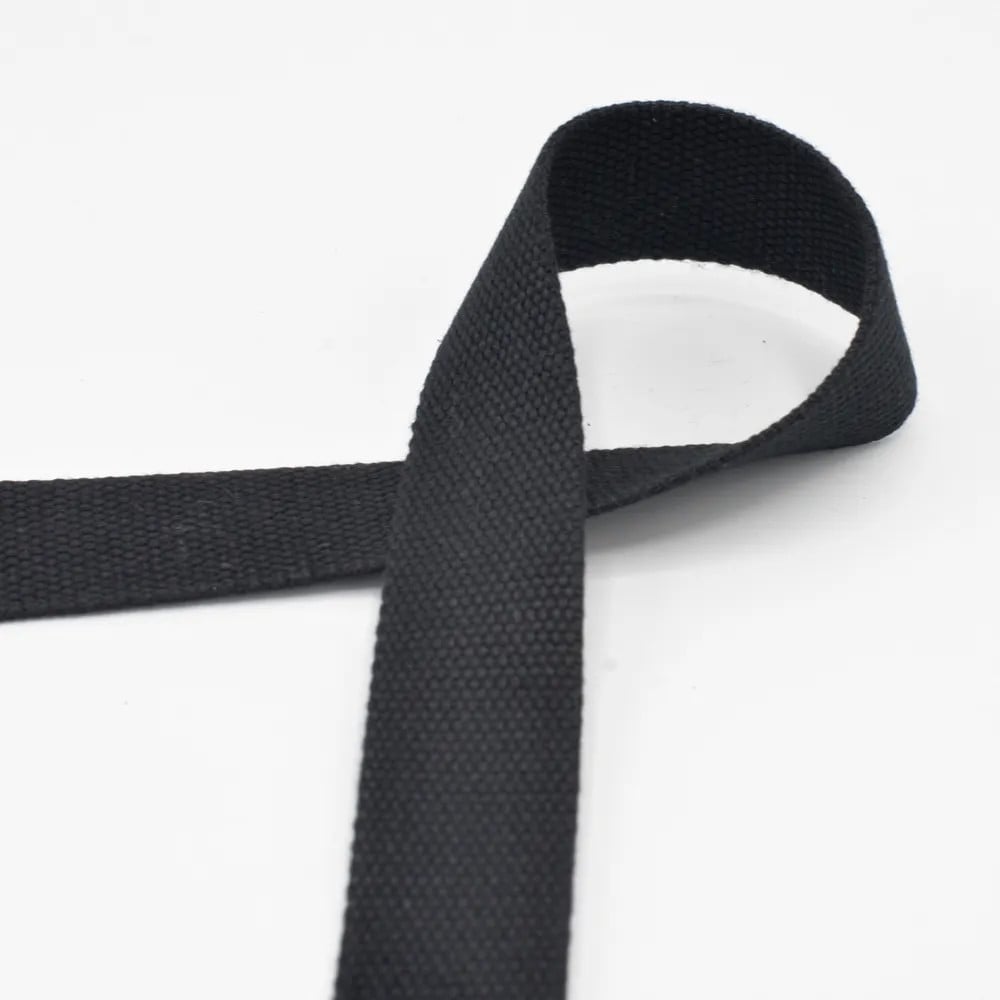 Baumwoll-Gurtband 30 mm, schwarz Baumwoll-Gurtband 30 mm, schwarz von Stoffe Hemmers