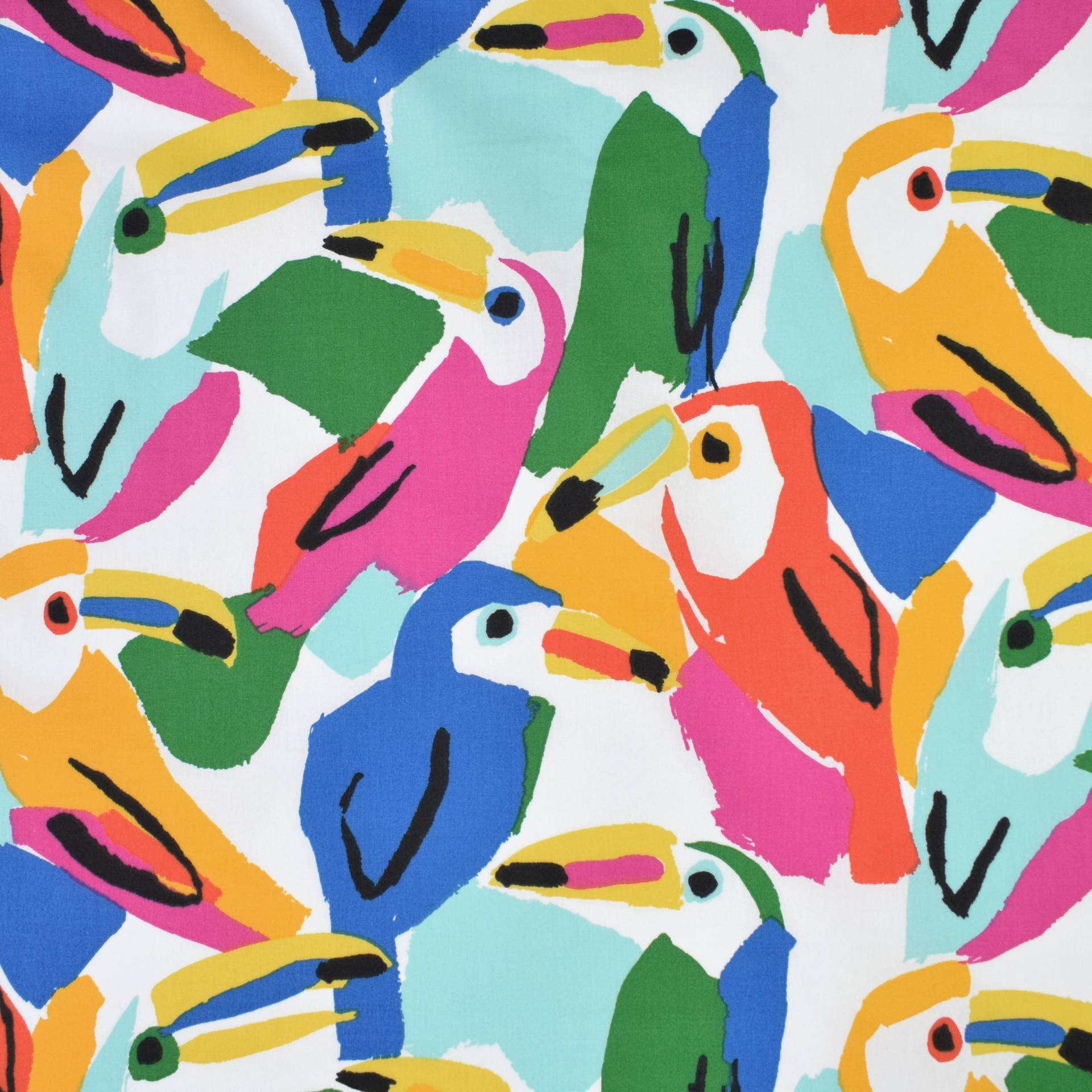 Baumwoll Mix Cretonne Tukan, multicolor von Stoffe Hemmers