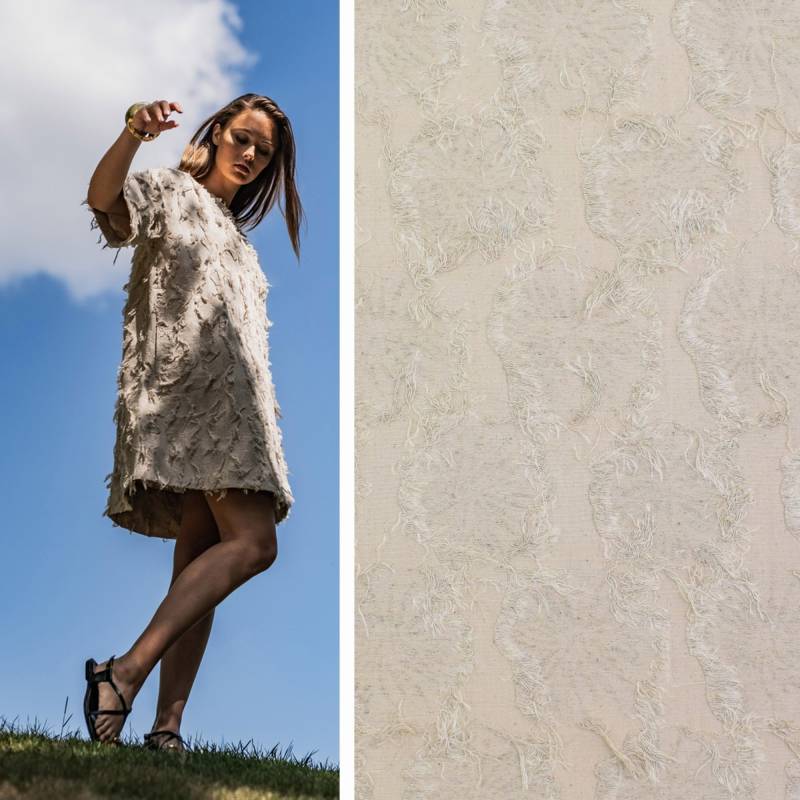 Baumwoll Mix Jacquard Flower Fibre Mood, beige von Stoffe Hemmers