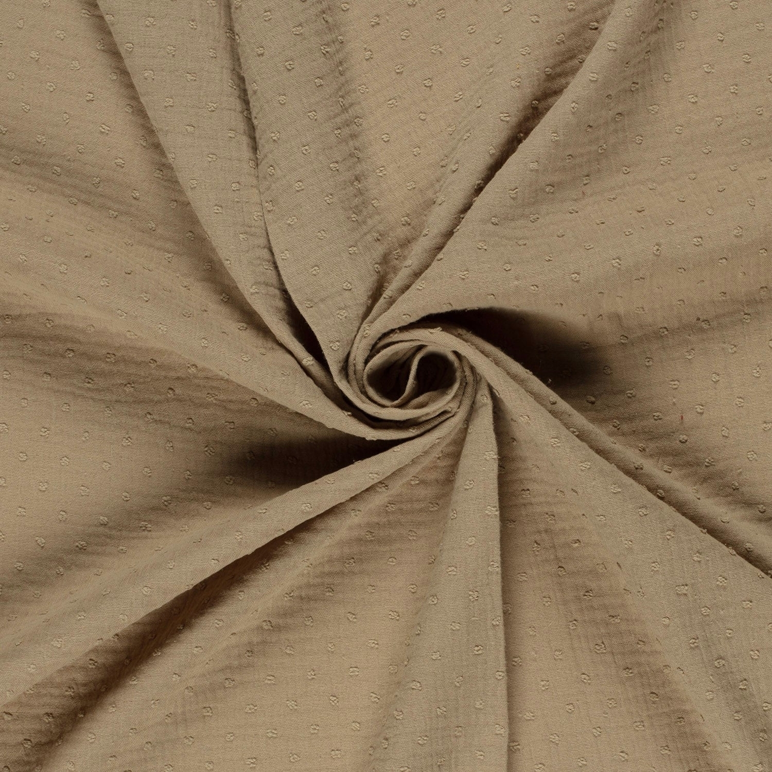 Baumwoll Musselin Dobby, hellbraun von Stoffe Hemmers