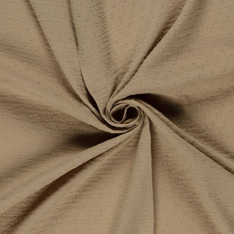 Baumwoll Musselin Dobby, hellbraun von Stoffe Hemmers