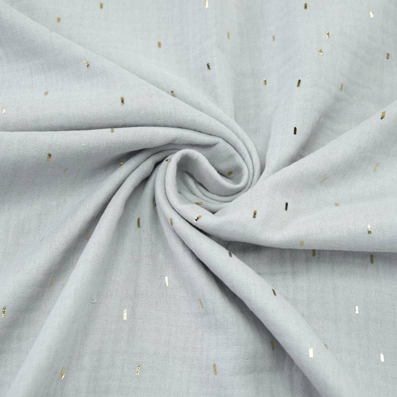Musselin Double Gauze Golden Strips, hellgrau von Stoffe Hemmers