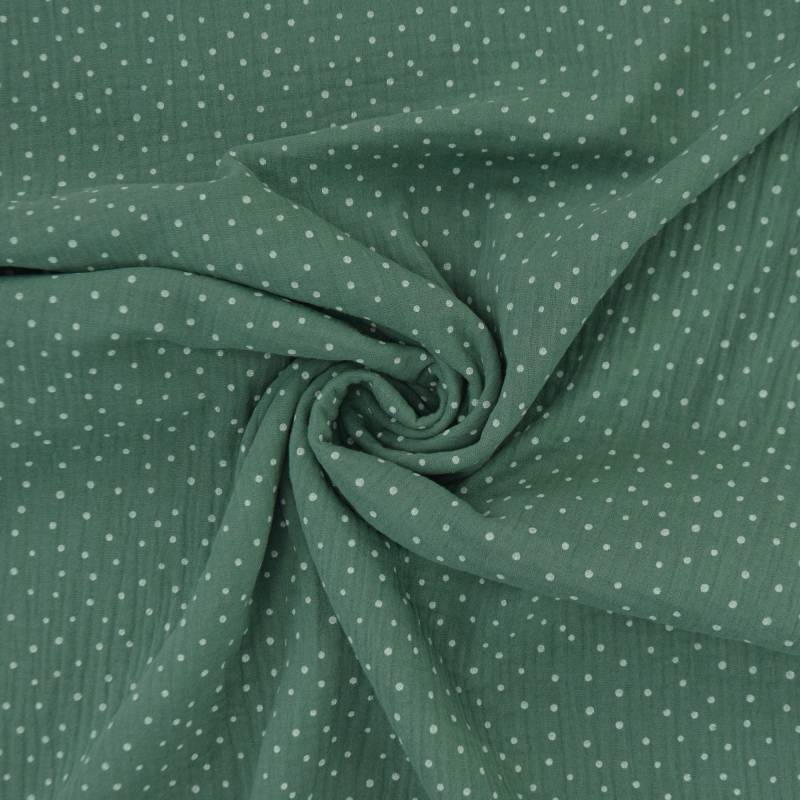 Baumwoll Musselin Little Dots, altgrün von Stoffe Hemmers