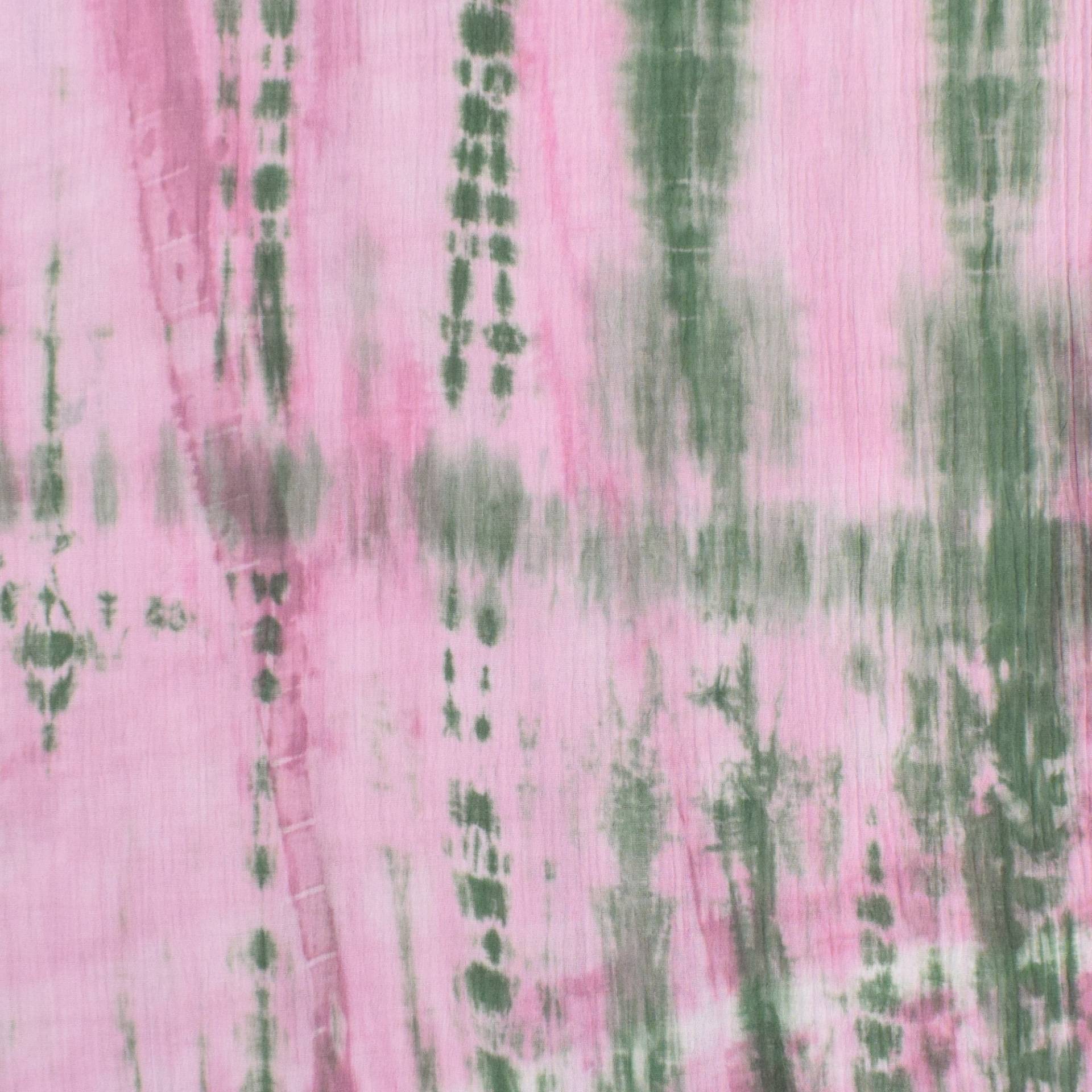 Baumwoll Musselin Double Gauze Pastell-Batik, rosa-olivgrün von Stoffe Hemmers