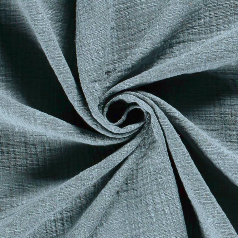 Baumwoll Musselin Leinenlook, jeansblau von Stoffe Hemmers