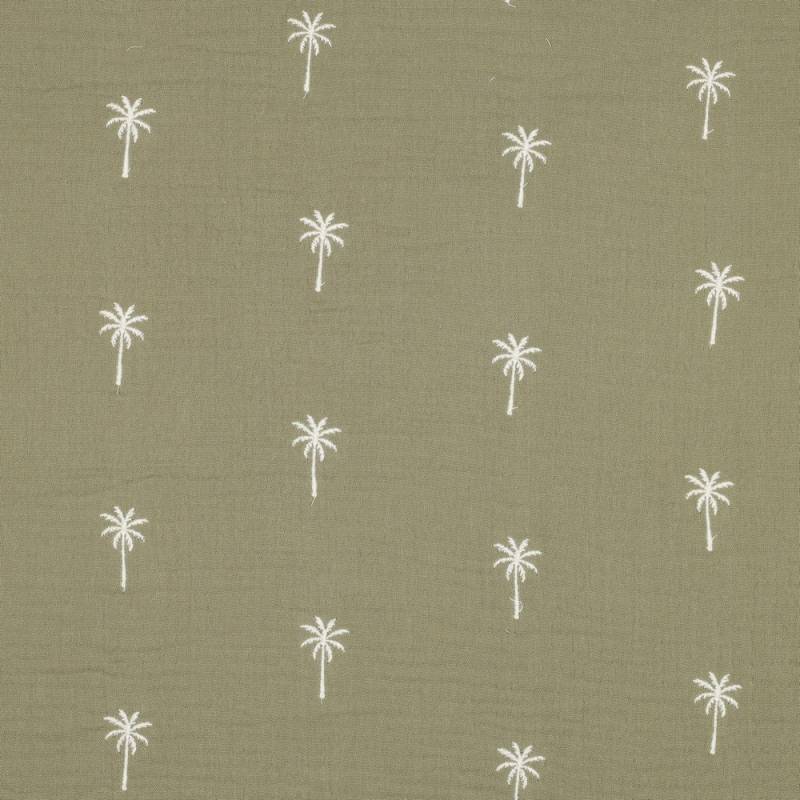 Baumwoll Musselin Stickerei Palmen, helloliv Baumwoll Musselin Stickerei Palmen, helloliv von Stoffe Hemmers