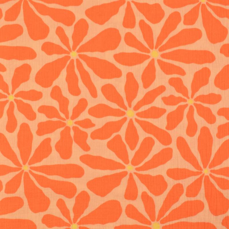 Baumwoll Musselin Summer Spirits, apricot von Stoffe Hemmers