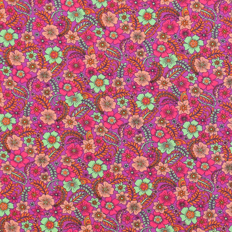 Baumwoll Popeline Beautiful Flowers, beere von Stoffe Hemmers