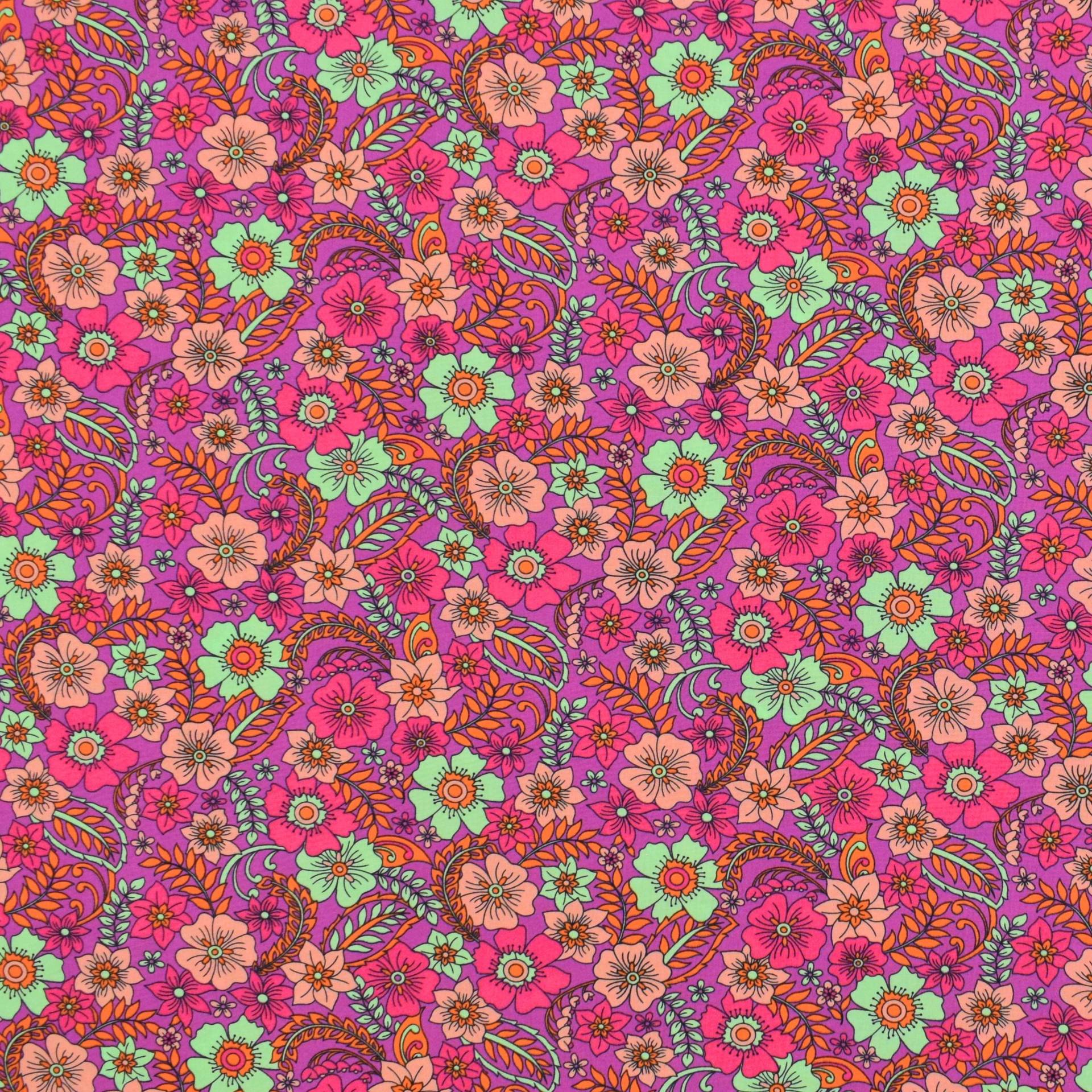 Baumwoll Popeline Beautiful Flowers, beere Baumwoll Popeline Beautiful Flowers, beere von Stoffe Hemmers
