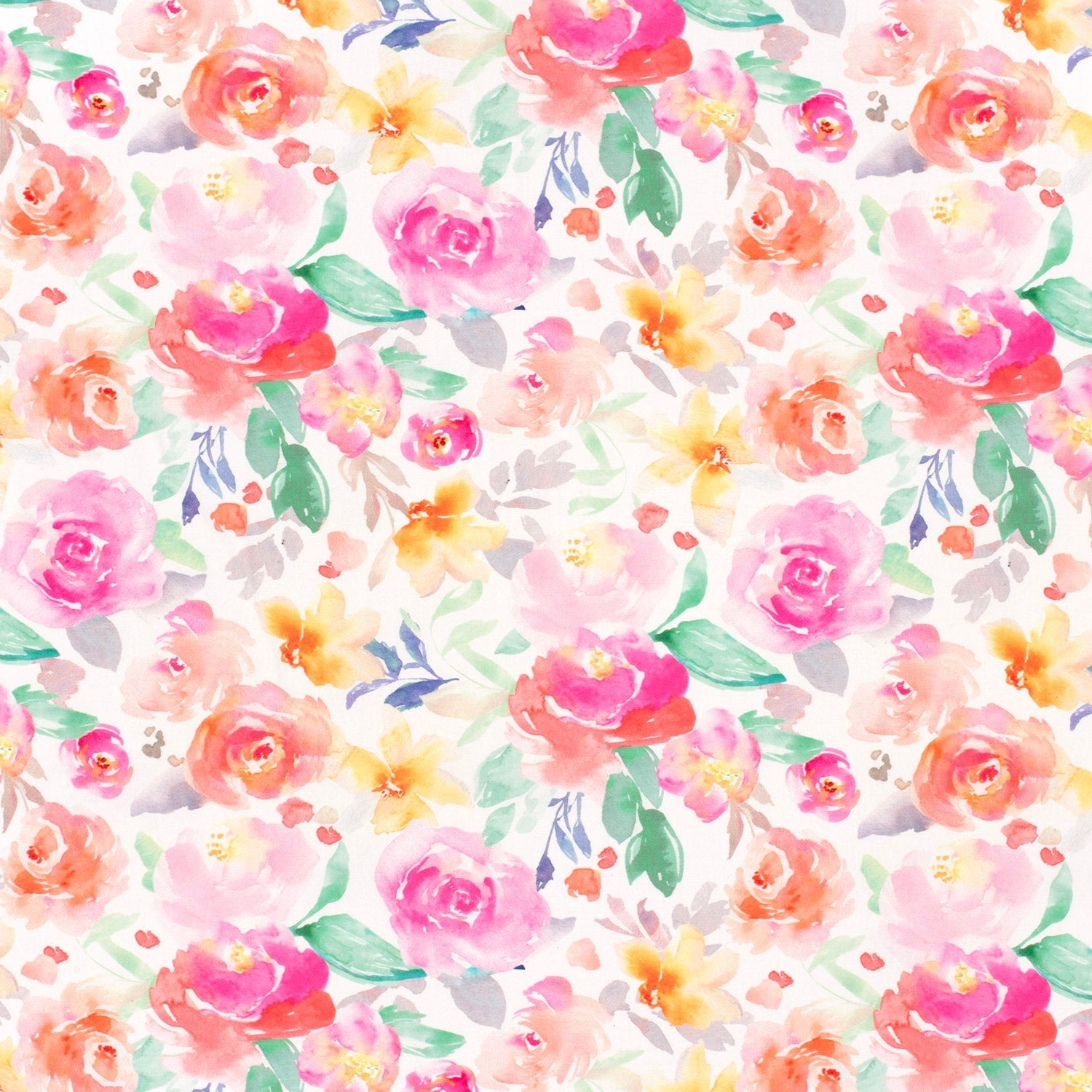 Baumwoll Popeline Beautiful Flowers, weiß von Stoffe Hemmers