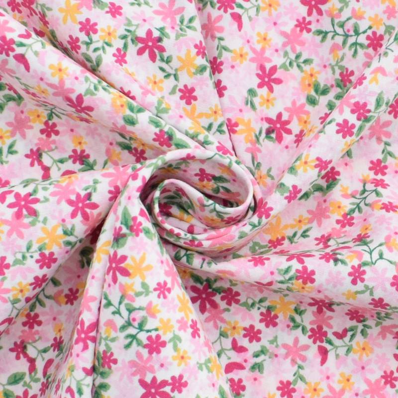 Baumwoll Popeline Blütenkonfetti, pink von Stoffe Hemmers