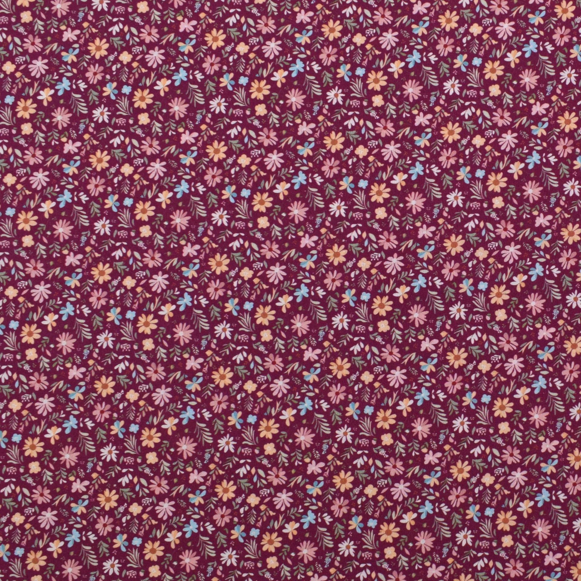 Baumwoll Popeline Blumenfeld, beere von Stoffe Hemmers
