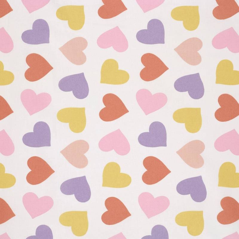 Baumwoll Popeline Candy Herzen, wollweiß von Stoffe Hemmers