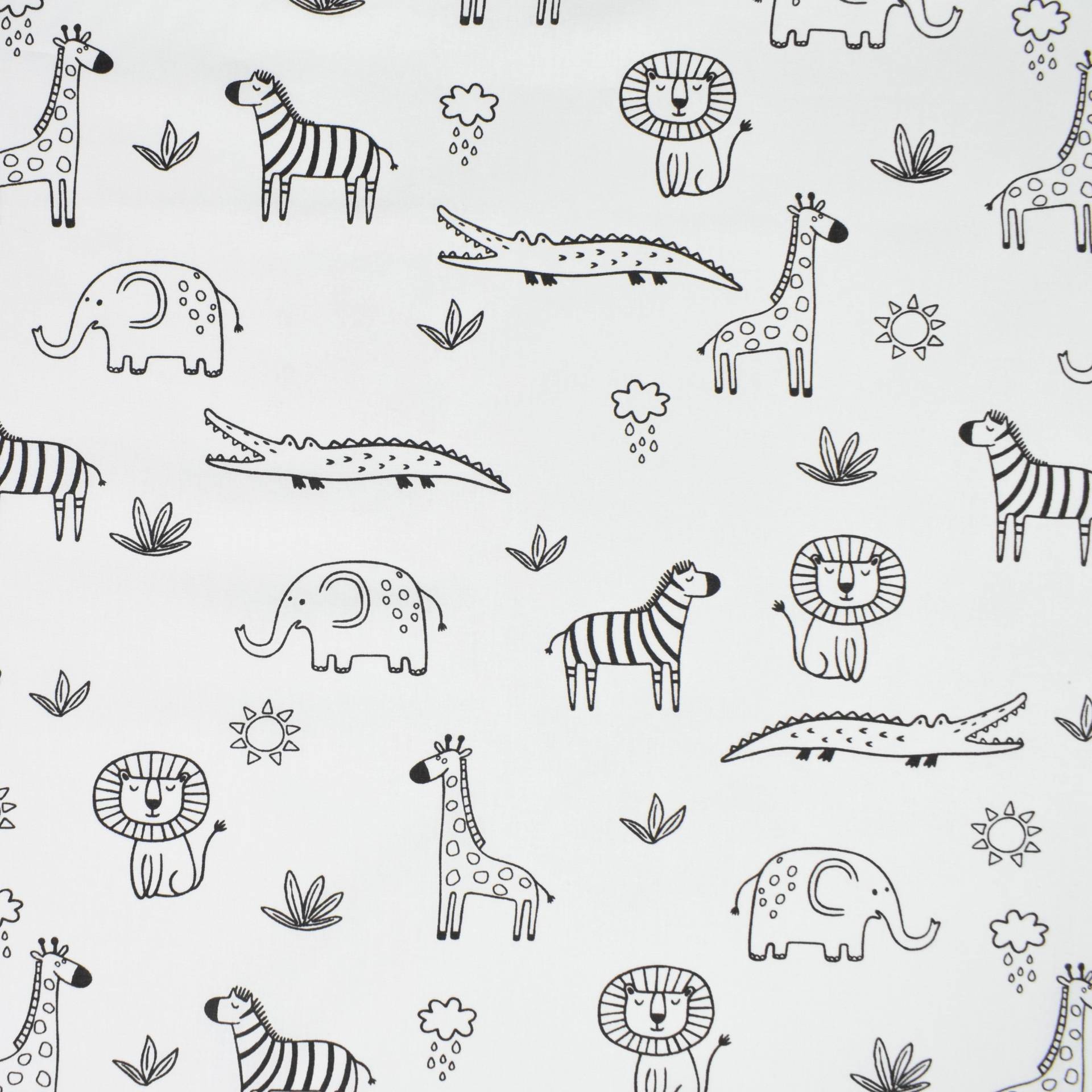 Baumwoll Popeline Cartoon Animals, weiß Baumwoll Popeline Cartoon Animals, weiß von Stoffe Hemmers