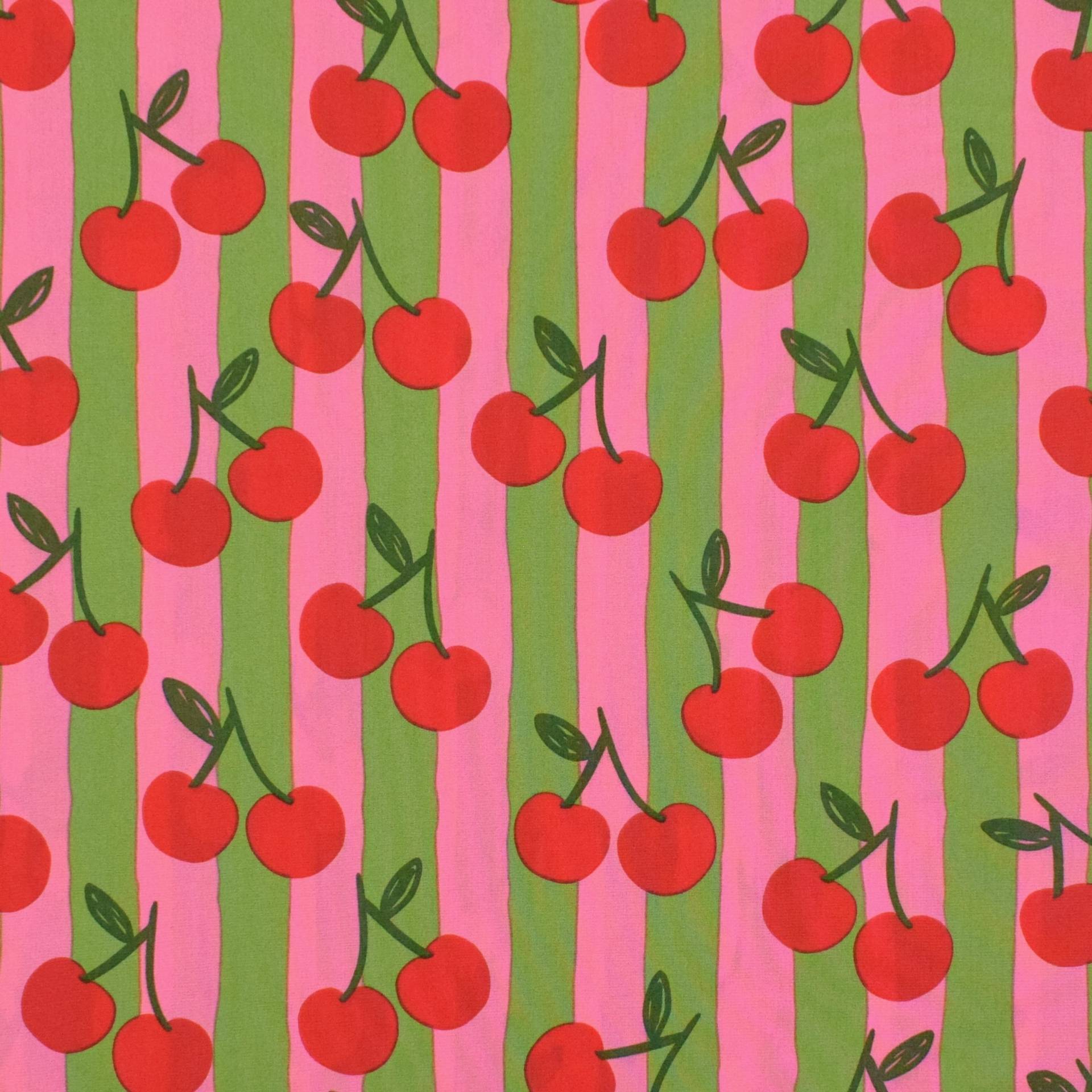 Baumwoll Popeline Cherries, pink von Stoffe Hemmers