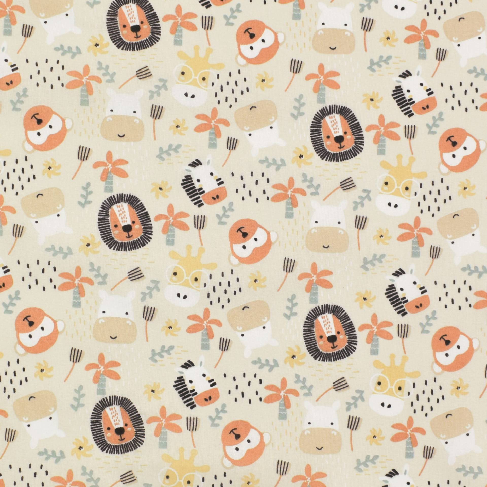 Baumwoll Popeline Cute Animals, beige Baumwoll Popeline Cute Animals, beige von Stoffe Hemmers